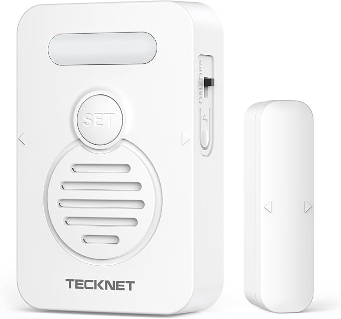 TECKNET Door Alarms for Kids Safety, Door Alarms When Opened, Window Alarm with Smart Voice Alert, 4-Level Adjustable Volume, Refrigerator Sensor Pool Alarm for Home Security、Fridge、Garage and Window