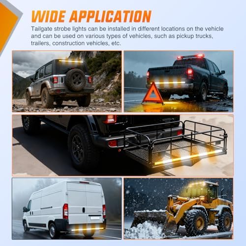 Nilight 60 Inch Emergency Strobe Light Strips with Controller Amber White