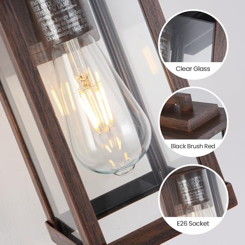 Outdoor Wall Sconce, Brown Outside Porch Light Fixtures Clear Glass