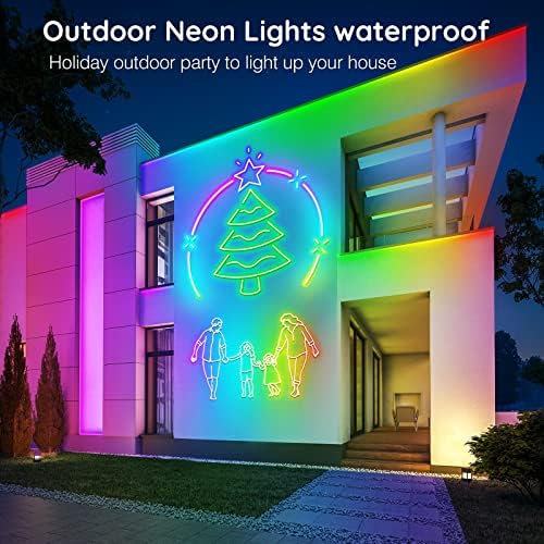 AILBTON 50FT Neon Rope Lights, RGB LED Strip Lights, Waterproof IP67 LED Lights for Bedroom, DIY Design, Music Sync, Remote Control, Multiple Modes for Bedroom