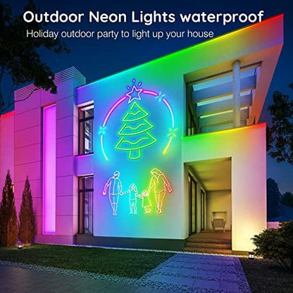 AILBTON 32.8FT Neon Rope Lights, RGB LED Strip Lights, Waterproof IP67 LED Lights for Bedroom, DIY Design, Music Sync, Remote Control, Multiple Modes for Bedroom