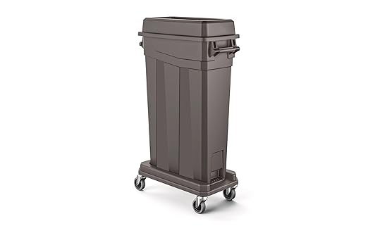 Suncast Commercial 23-Gallon Narrow Trash Can with Handles - Durable Garbage Can, Gray, Made in the USA