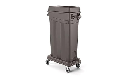 Suncast Commercial 23-Gallon Narrow Trash Can with Handles - Durable Garbage Can, Gray, Made in the USA