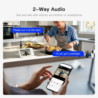 Video Doorbell Camera with Monitor Wireless, Smart Video Door Phone Intercom with 5" Screen, WiFi 1080P, Two-Way Audio, Motion Detection, No Subscription, APP Control