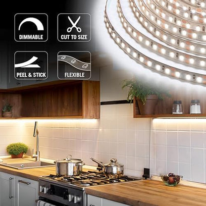 Armacost Lighting RibbonFlex Pro 12V White LED Strip Lights 120 LED/m, 5000K, 32.8 ft, 163250