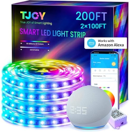 TJOY 200FT Smart Led Strip Lights for Bedroom Alexa Compatible Wireless RGB
