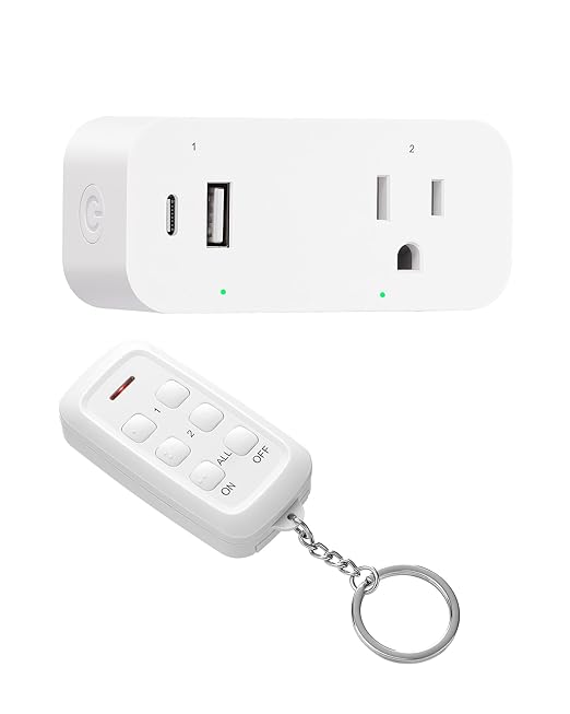 DEWENWILS Wireless Remote Control Outlet, USB-A+C & AC Outlet