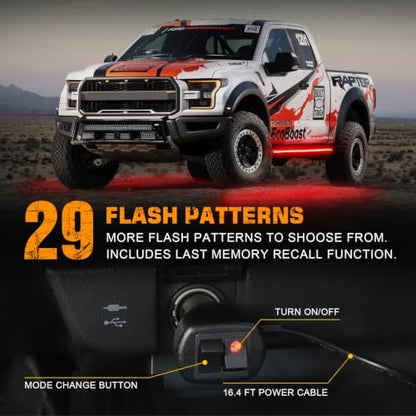 XRIDONSEN 2 Pack 60 inch Red Running Board Emergency Lights Strip