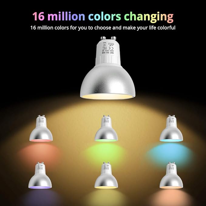 BENEXMART Zigbee GU10 Smart LED Bulb 5W RGBW Compatible with Tuya SmartThings App Alexa Echo Plus Google Home Voice Control (zigbee GU10 2 Pack)