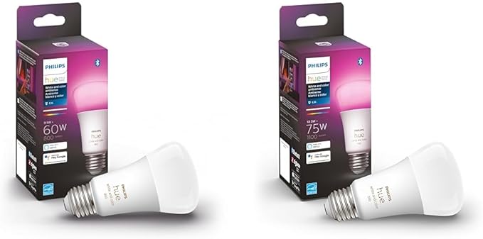 Philips Hue Smart 60W A19 LED Bulb - White and Color Ambiance Color-Changing Light & Smart 75W A19 LED Bulb - White and Color Ambiance Color-Changing Light