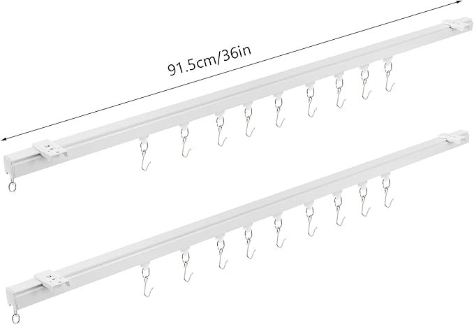 Heavy-Duty Ceiling Curtain Track Kit (3ft - 6ft), Curtain Track Ceiling Mount Room Divider Curtain Rod Aluminum Alloy Ceiling Track for Curtains Curtain Rod for Shower, Bedroom, Living Room