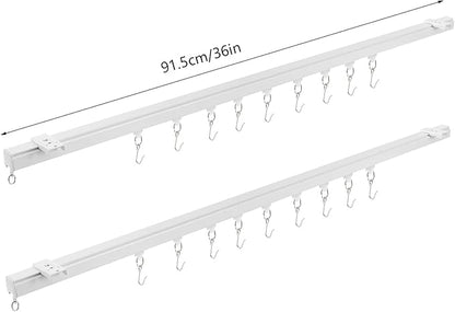 Heavy-Duty Ceiling Curtain Track Kit (3ft - 6ft), Curtain Track Ceiling Mount Room Divider Curtain Rod Aluminum Alloy Ceiling Track for Curtains Curtain Rod for Shower, Bedroom, Living Room