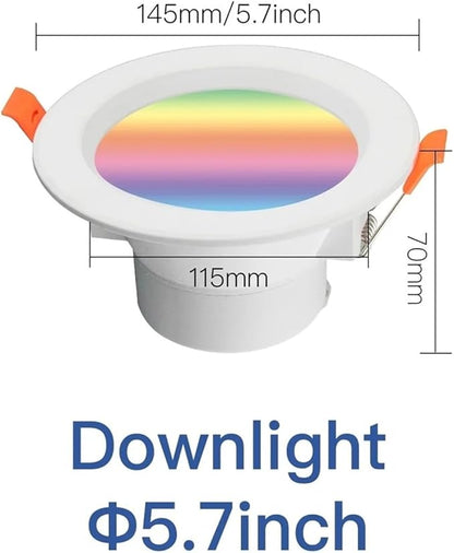Smart LED Downlight Dimming Round Spot Light 7/10W RGB Color Changing Warm Cool Light(9 Pcs,10W 5.7IN Light_ZIGBEE(Need Gateway))