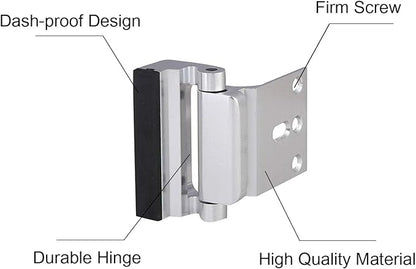 2 Pack Door Reinforcement Security Locks with 8 Screws, Childproof Night Lock Withstands 800 Lbs - Silver