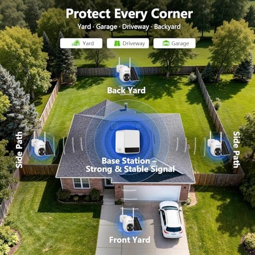 2.5K Solar Security Cameras Wireless Outdoor, 4-Camera System