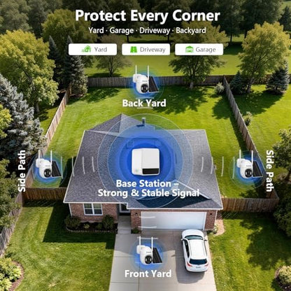 2.5K Solar Security Cameras Wireless Outdoor, 4-Camera System