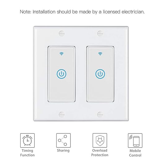 Zigbee Paddle Touch Smart Switch, Compatible with Alexa, Google Home, Hubitat, and HA, Neutral Wire Required (2)