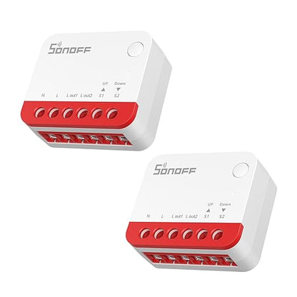 SONOFF Zigbee Smart Roller Shutter Switch, MINI-ZBRBS, Mini Size, Percentage Control, Zigbee Repeater, Alexa/Google Assistant/Home Assistant Support, Neutral Wire Required, 2-Pack