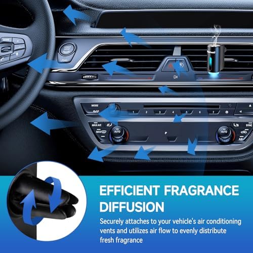Featwell Car Air Freshener, Air Freshener Diffuser Three Adjustable Modes, Aromatherapy Machine Rechargeable (Black)