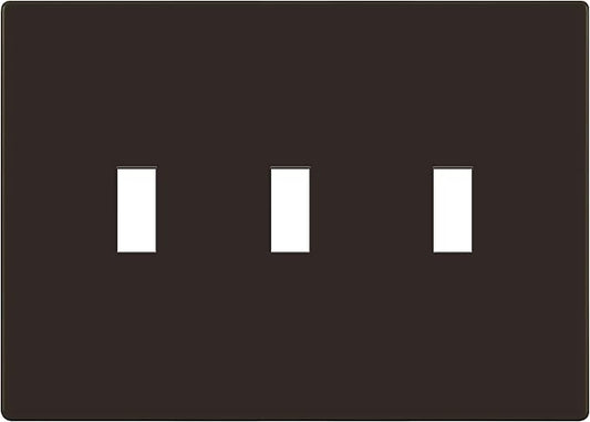 ENERLITES Screwless Triple Toggle Switch Wall Plate, Child Safe Light Switch Cover, Standard Size 3-Gang 4.68" x 6.53", Unbreakable Polycarbonate Thermoplastic, UL Listed, SI8813-BR, Glossy, Brown