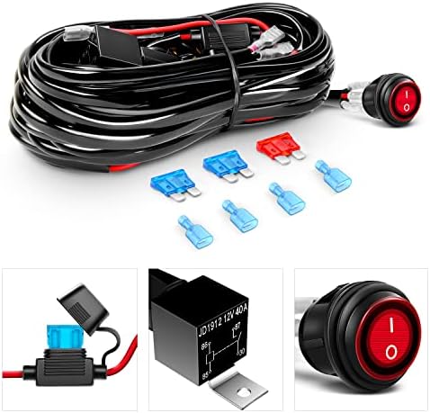 GOOACC 2 PCS 18w Spot Led Light Bar Work Light Pods Off Road Driving Light Fog Light Reverse Lights with 16AWG Off Road Wiring Harness-2 Leads for Truck Truck Boat SUV ATV, 2 Years Warranty