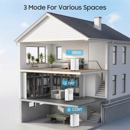 ASAHWo 2500 Sq.Ft Dehumidifier for Basement with Drain Hose MAX 34 Pints, Dehumidifiers for Home, Bathroom, Bedroom, 4 Pre-Set Modes, Intelligent Humidity Control, Dry Clothes Quiet Operation