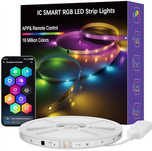 LED Strip Lights, 50FT Smart IC RGB WiFi Voice Controlled LED Lights