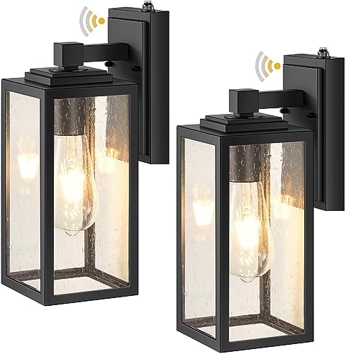 VIANIS 2 Pack Dusk to Dawn Sensor Outdoor Wall Lighting, Anti-Rust, Black