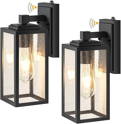 VIANIS 2 Pack Dusk to Dawn Sensor Outdoor Wall Lighting, Anti-Rust, Black