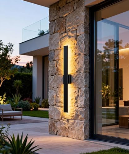 Aipsun 39.4" Black LED Outdoor Wall Light, Linear Exterior Lighting Fixture