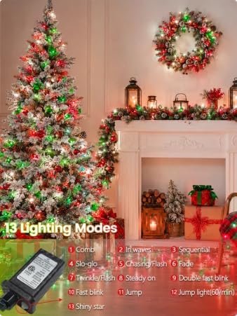 200 LED Connectable String Lights, 66FT Christmas Lights Outdoor Indoor