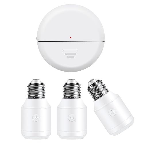Greencycle Motion Sensor Light Socket,E26 E27 Bulb Holder,3 Light Sockets | Auto Night Sensing,7 to 26FT Detection,262FT Wireless Range,No Wiring,500W,Programmable,for Garage,Stair and Closet