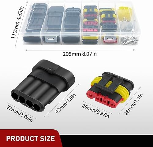 Nilight 180PCS 4 Pin Electrical Connector ‎Plug with Male Female Terminals