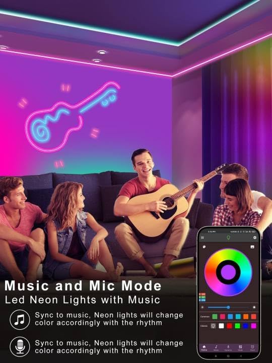 Ledagic 10ft RGB Led Neon Rope Lights, Remote App Control Led Rope Lights