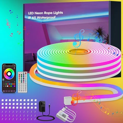 Ledagic 48ft RGB Led Neon Rope Lights, Remote App Control Led Rope Lights