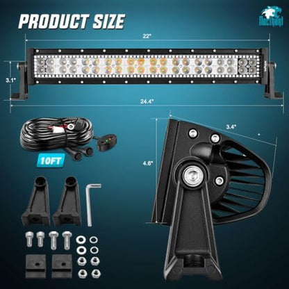 Nilight LED Light Bar 22" 120W RGB Halo Strip for Truck Pickup SUV