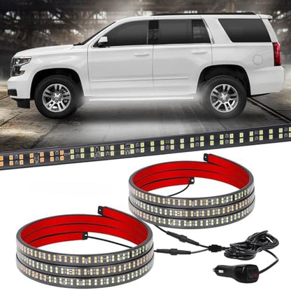 XRIDONSEN 2PCS 60 inch Running Board Strobe Lights White Emergency Lights
