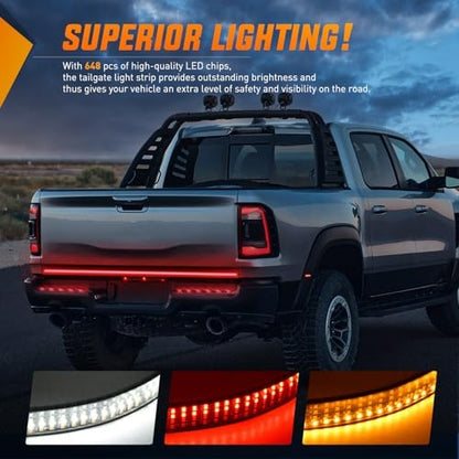 Nilight Truck Tailgate Light Strip 60" Quad Row 648 LED Strip