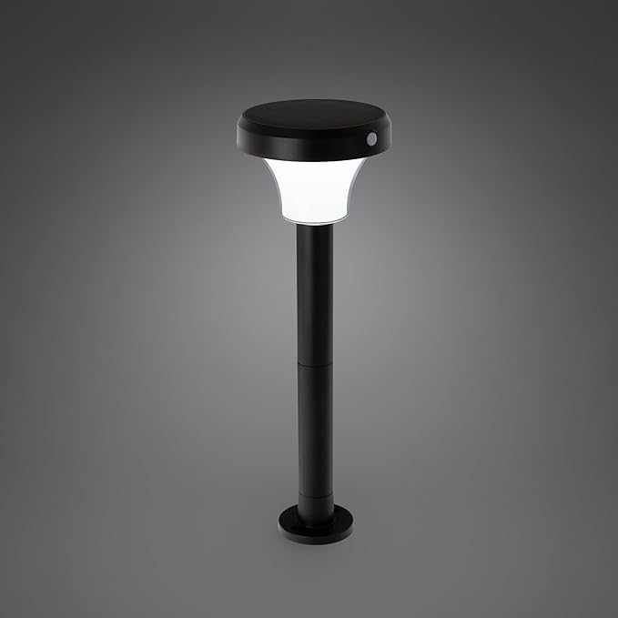 IntelliPath Solar Smart LED Landscape Path or Fence Post with Linkable IR Motion Sensor and Daylight Sensor 160 Lumens 8 Hours on Full Charge RGB Color Changing and Tunable White in Black (Pack of 2)