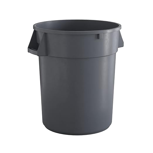32 Gallon Gray Round Commercial Trash Can, Heavy-Duty Food Grade NSF Certified, Perfect for Restaurant, Office, School, Garage, Backyard, Workshop, Warehouse