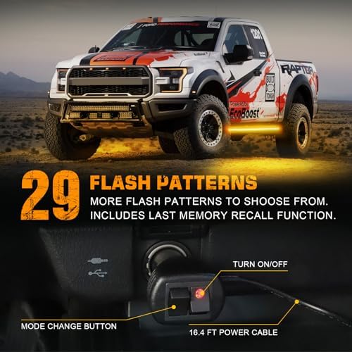 XRIDONSEN 2PCS 60 inch Running Board Strobe Lights Amber Emergency Lights