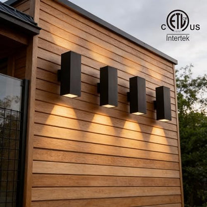 mirrea 18" Modern Outdoor Porch Light in 2 Lights, Matte Black, 4 Pack