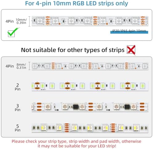 RGBZONE 10Pcs 4 Pin 10mm LED Strip Connectors and 32.8FT 4 Pin RGB Extension Cable Strip to Wire Quick Connection for 10mm Wide Waterproof or Non-Waterproof SMD RGB 5050 LED Strip Light(IP20/IP65)