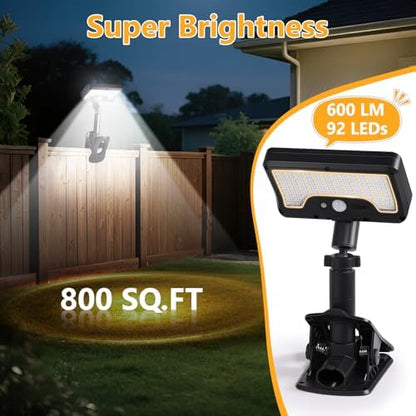 Clip On Solar Motion Lights Outdoor,360°Rotatable Fence Lights(4Pack,6000K)