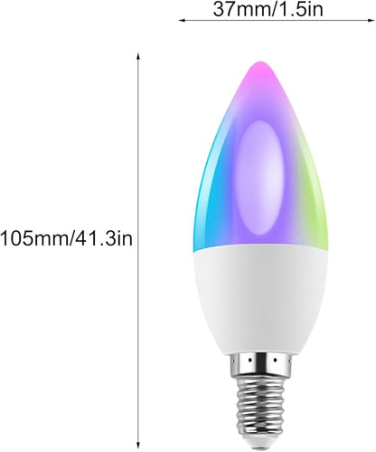 2 Pack LED Light Bulb E12 WiFi Smart Bulbs RGBCW 16 Million Color Changing App Voice Control Woks with Tuya/Smart Life Compatible with Alexa Google Home