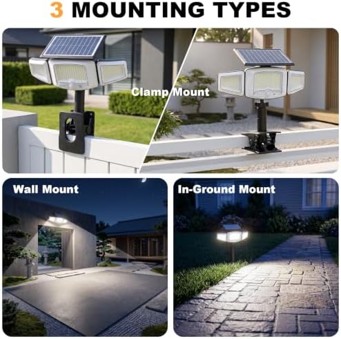 Clip-On Solar Lights, Motion Sensor Outdoor Lights with Stakes