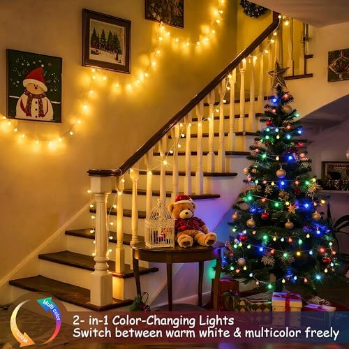JMEXSUSS Globe String Lights Indoor Color Changing Christmas Lights Plug in