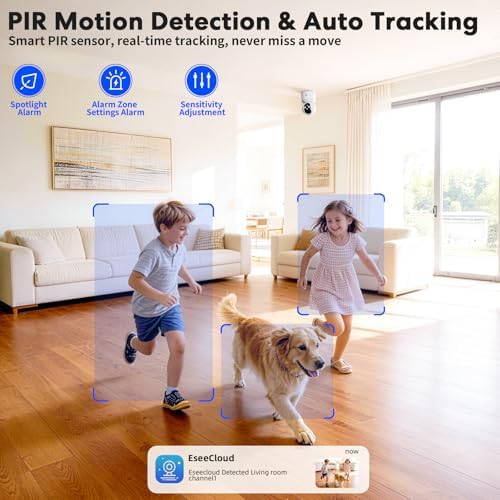 Noonkey Wireless Surveillance Cam Indoor, 4MP HD Battery-Powered Camera with 6000mAh Battery, 5G&2.4G WiFi6, AI Motion Detection, 2-Way Audio, Color Night Vision for Home Security/Baby/Pet, 3K/2-Pack