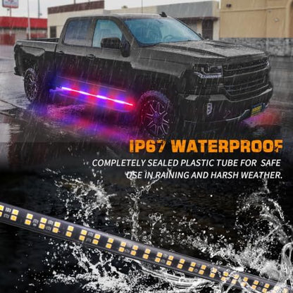 XRIDONSEN 2 Pack 70-Inch Red Blue 864 LED Running Board Strobe Lights Strip