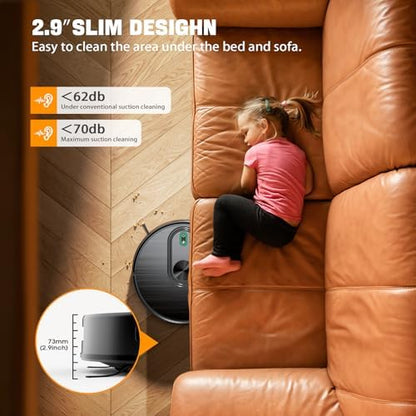 Robot Vacuum and Mop, 6500Pa Suction, 2 in 1 Robotic Vacuum with Gyro Inertial Navigation, 200 Min Runtime, App/Remote/Voice Control, Ideal for Pet Hair, Hard Floor, Carpet